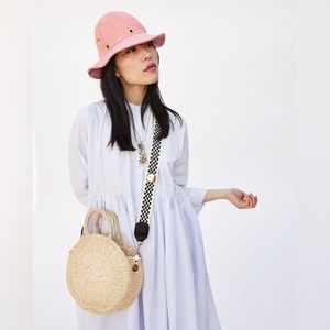 Clare V. Crossbody Strap • Black + Cream Checker Nylon Webbing